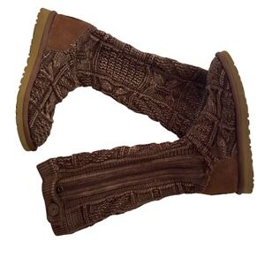 UGG Cardi Women's Brown Cable Knit Button Zip Boots Size 5 Cozycore academia‎
